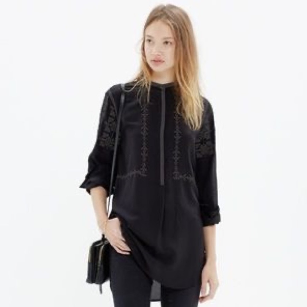 Madewell Women's ‘Ballad’ Black Silk Blouse XXS